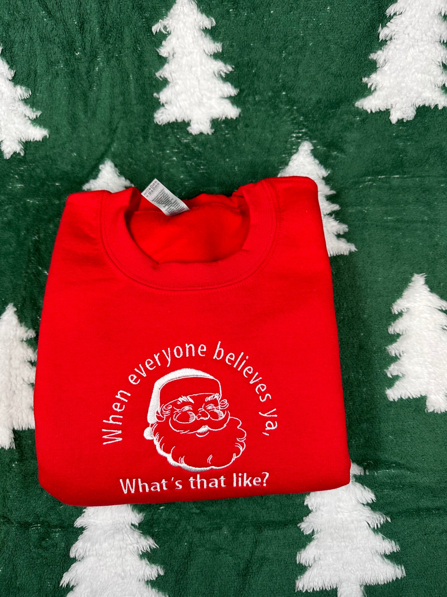 Believe Santa Embroidered Holiday Sweatshirt