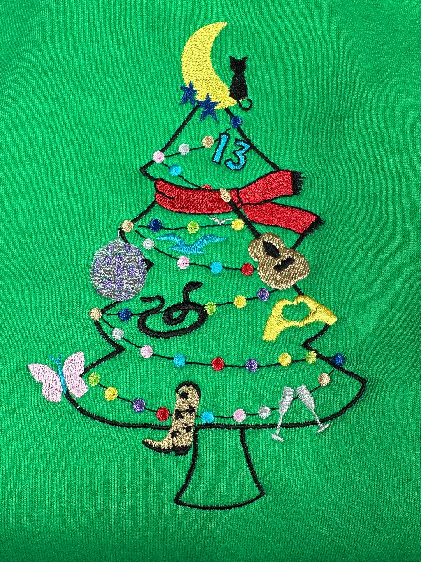 XL Green - Inventory Clear Out - Eras Christmas Tree Embroidered Crewneck