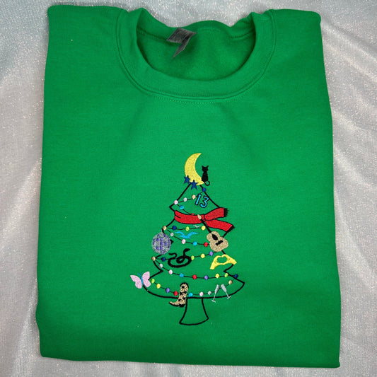 Eras Christmas Tree Embroidered Crewneck