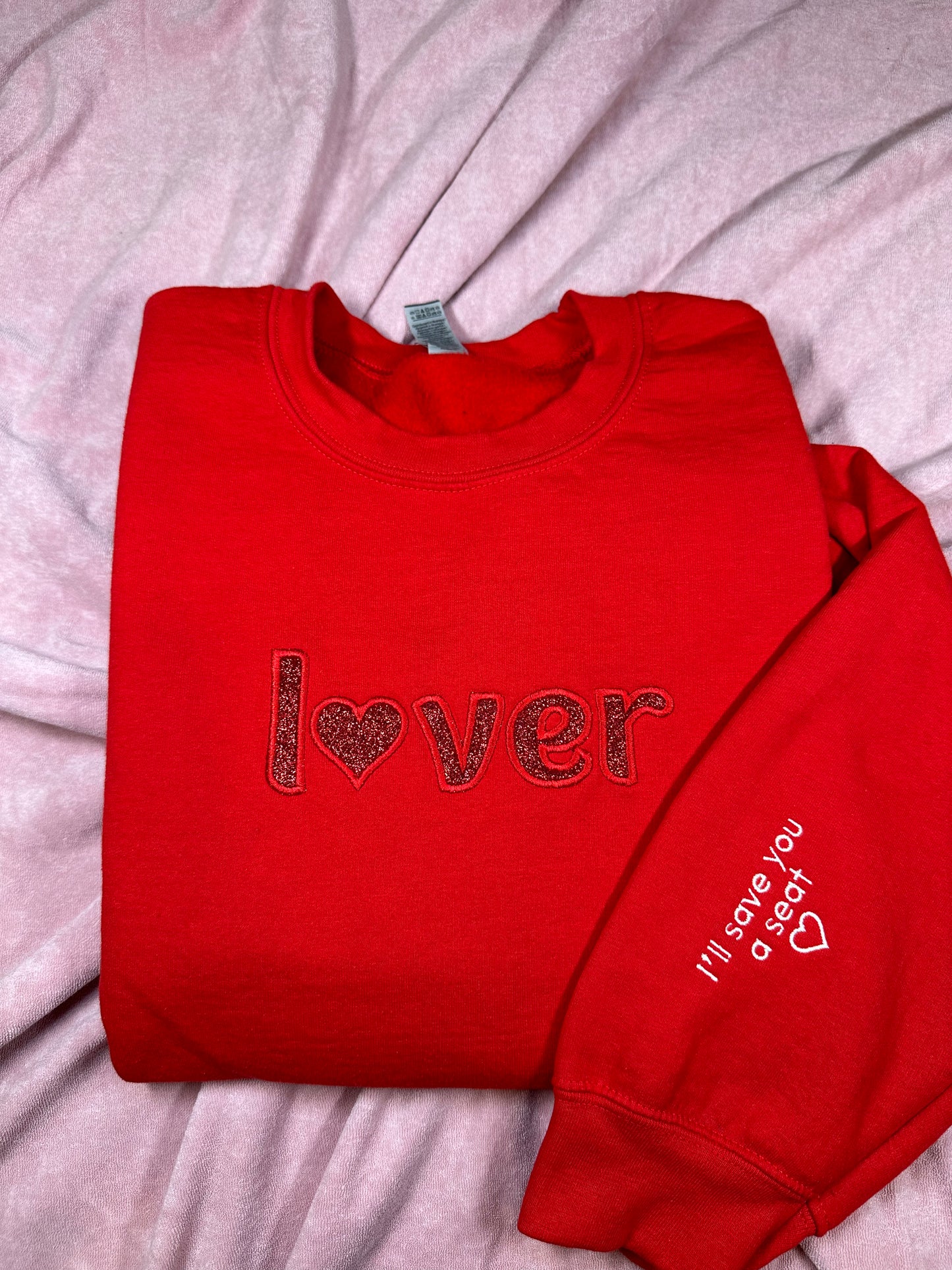 Lover glitter sweatshirt| Valentine's Day Embroidered Crewneck