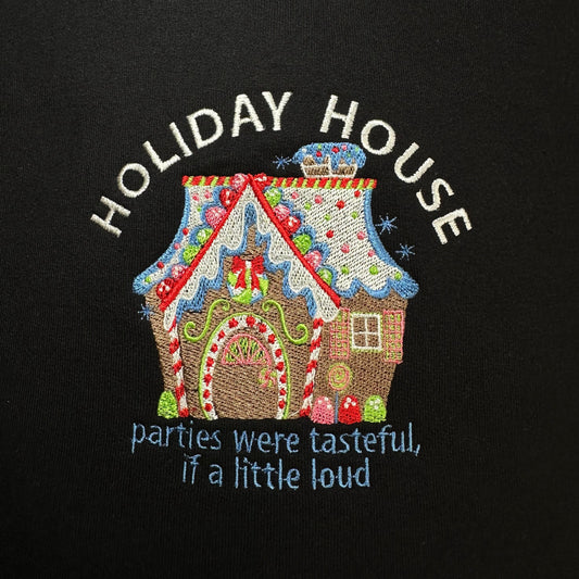 Holiday House Embroidered Gingerbread House - Christmas Era Sweatshirt