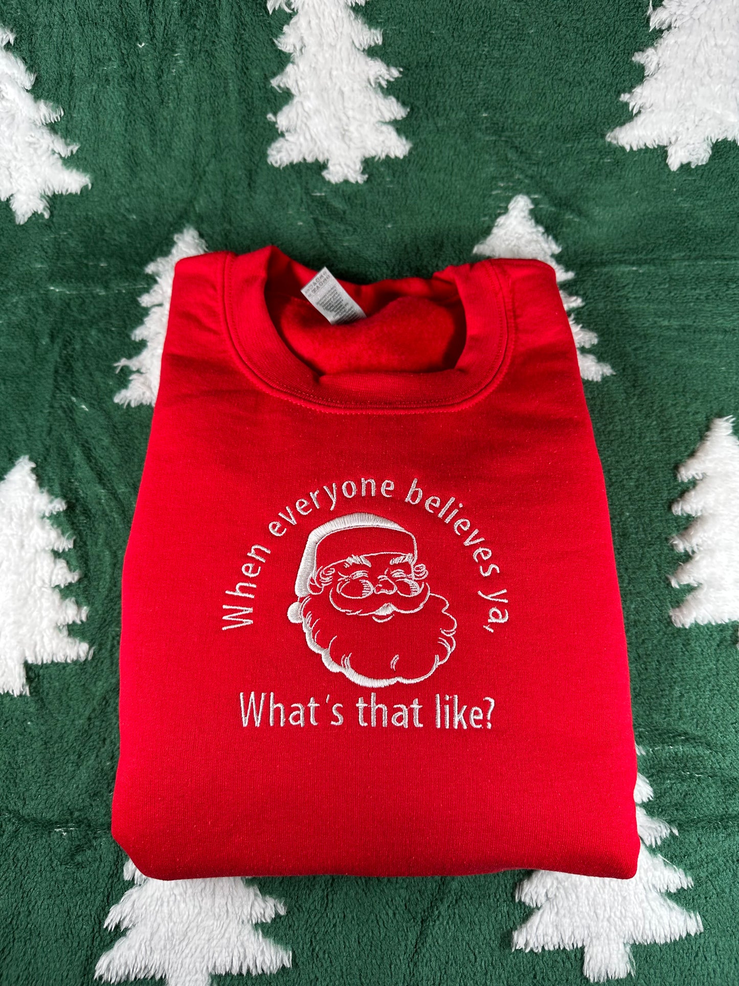 Believe Santa Embroidered Holiday Sweatshirt