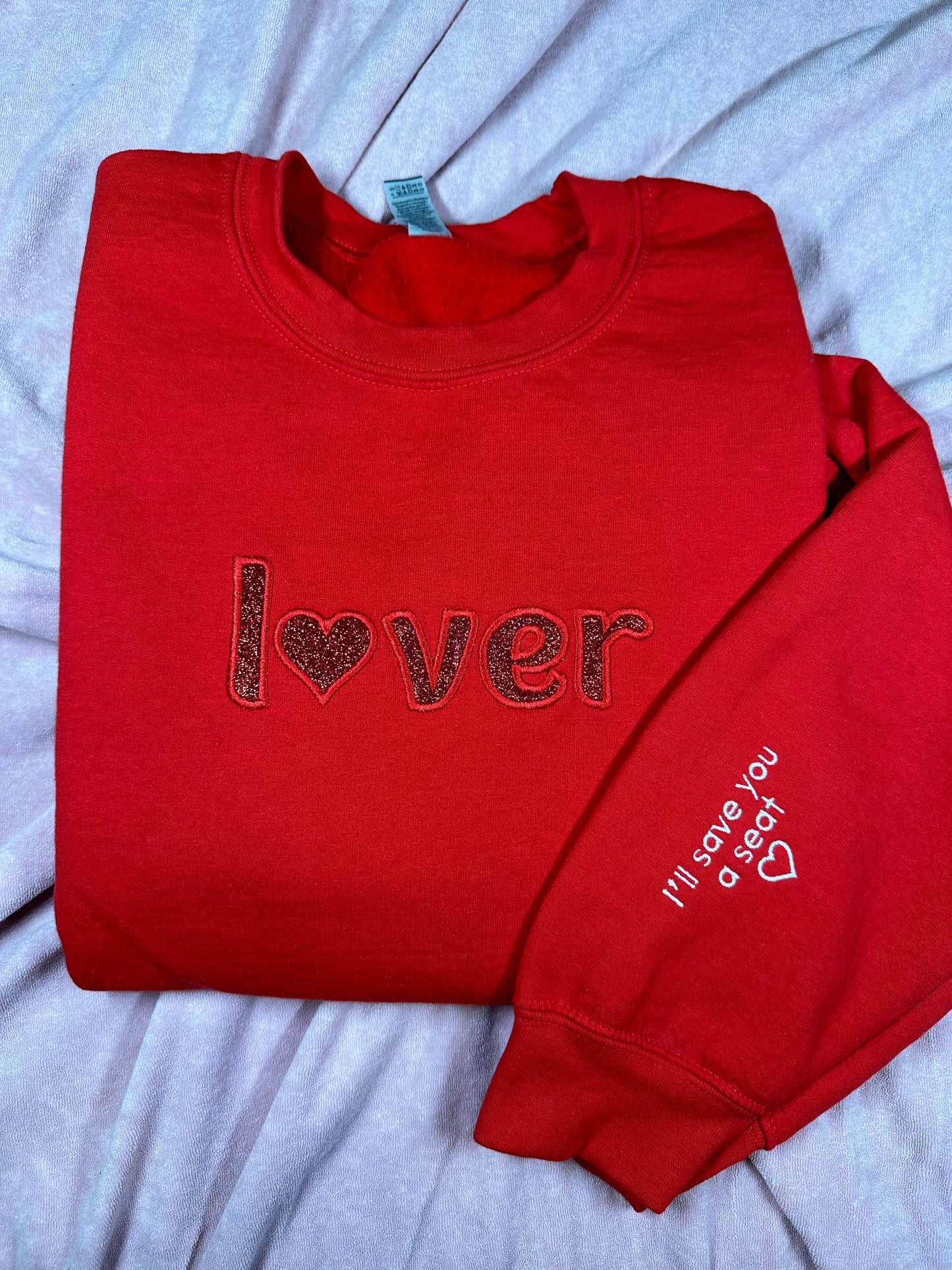 Lover glitter sweatshirt| Valentine's Day Embroidered Crewneck