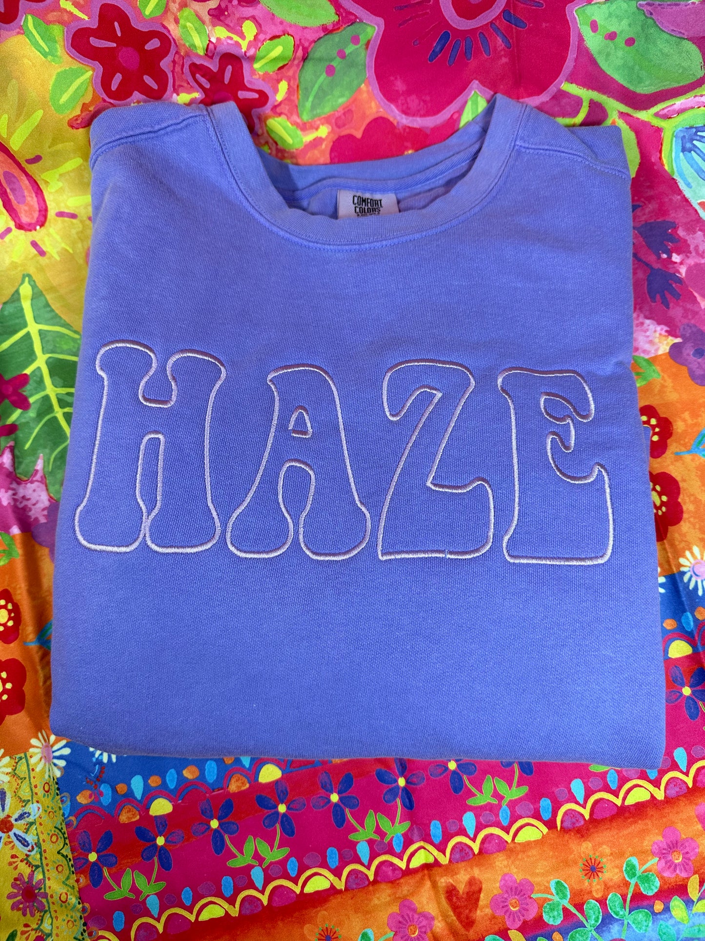 Lavender Haze Embroidered Comfort Colors Crewneck