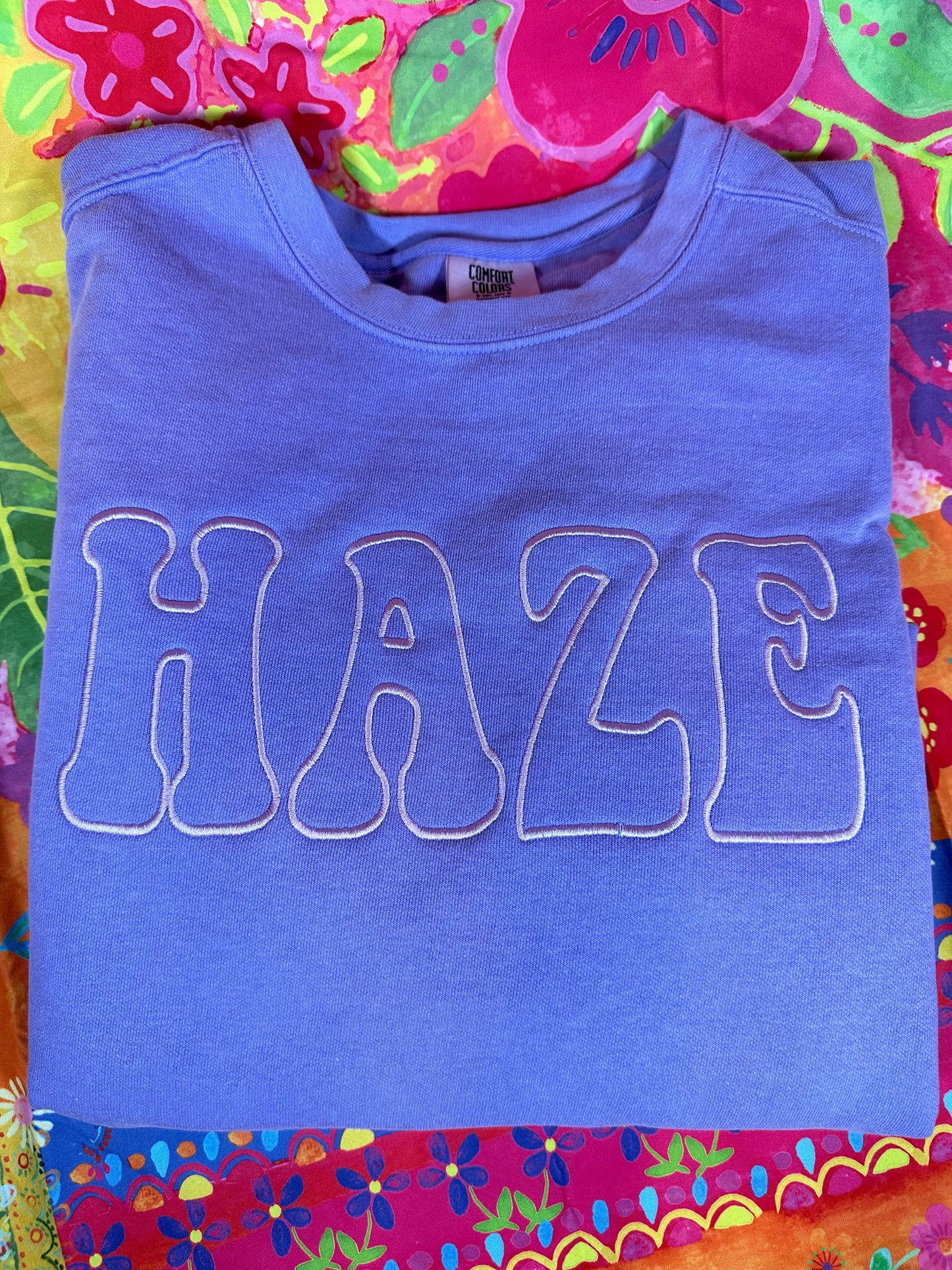 Lavender Haze Embroidered Comfort Colors Crewneck