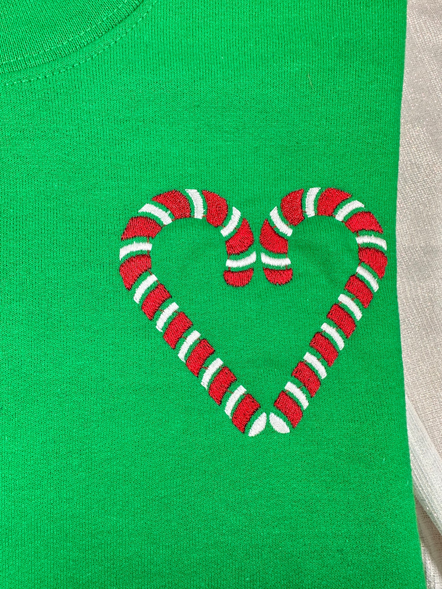 There's Room For Everyone On The Nice List Candy Cane Embroidered Sweatshirt | Christmas Crewneck with Front and Back Design