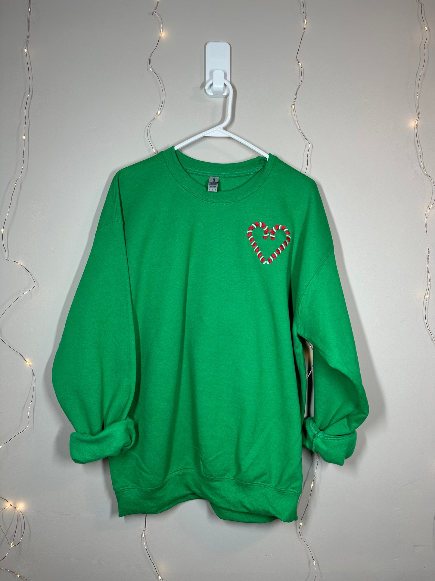 There's Room For Everyone On The Nice List Candy Cane Embroidered Sweatshirt | Christmas Crewneck with Front and Back Design