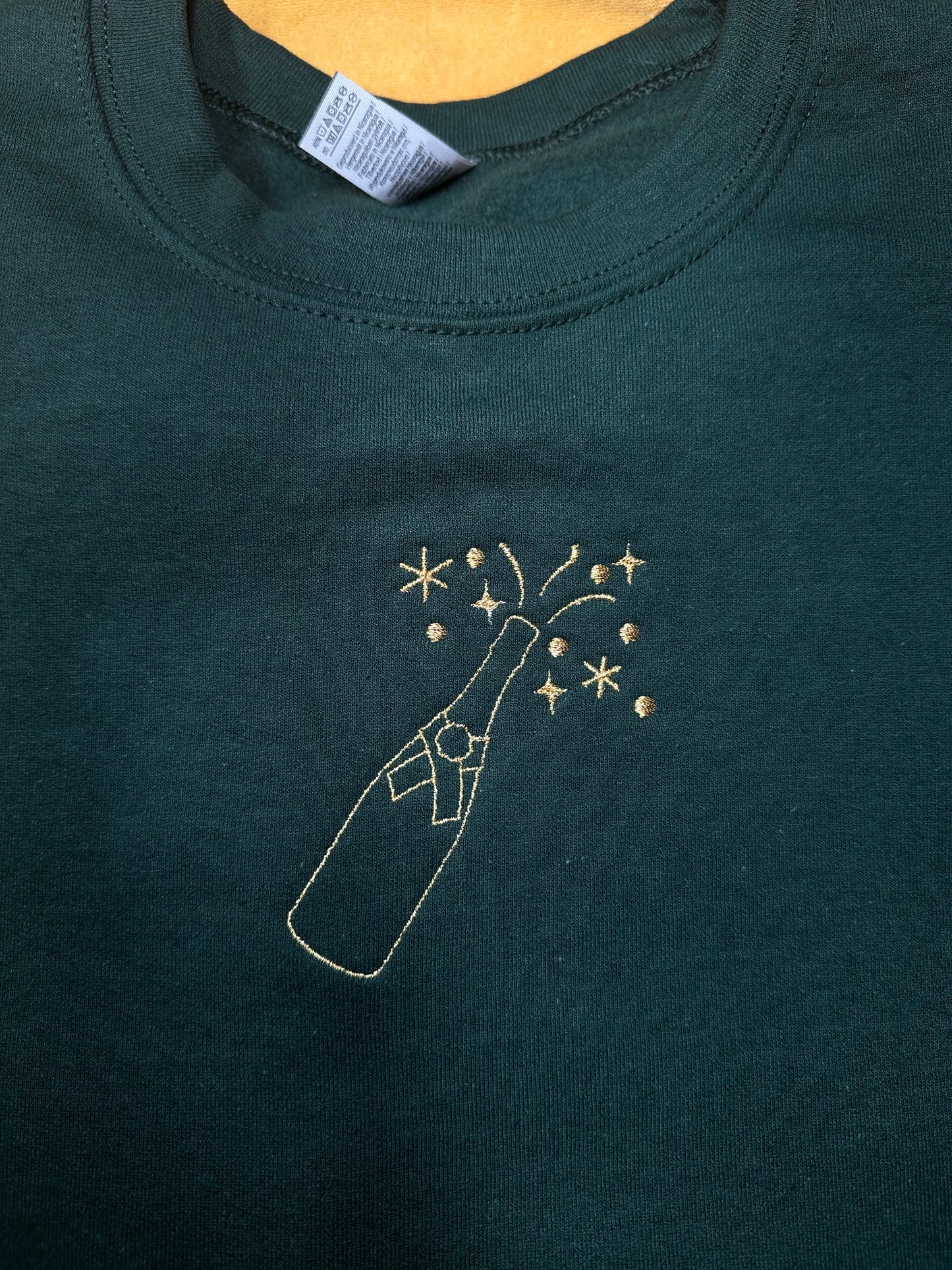 Toast of the Town Embroidered Green Crewneck