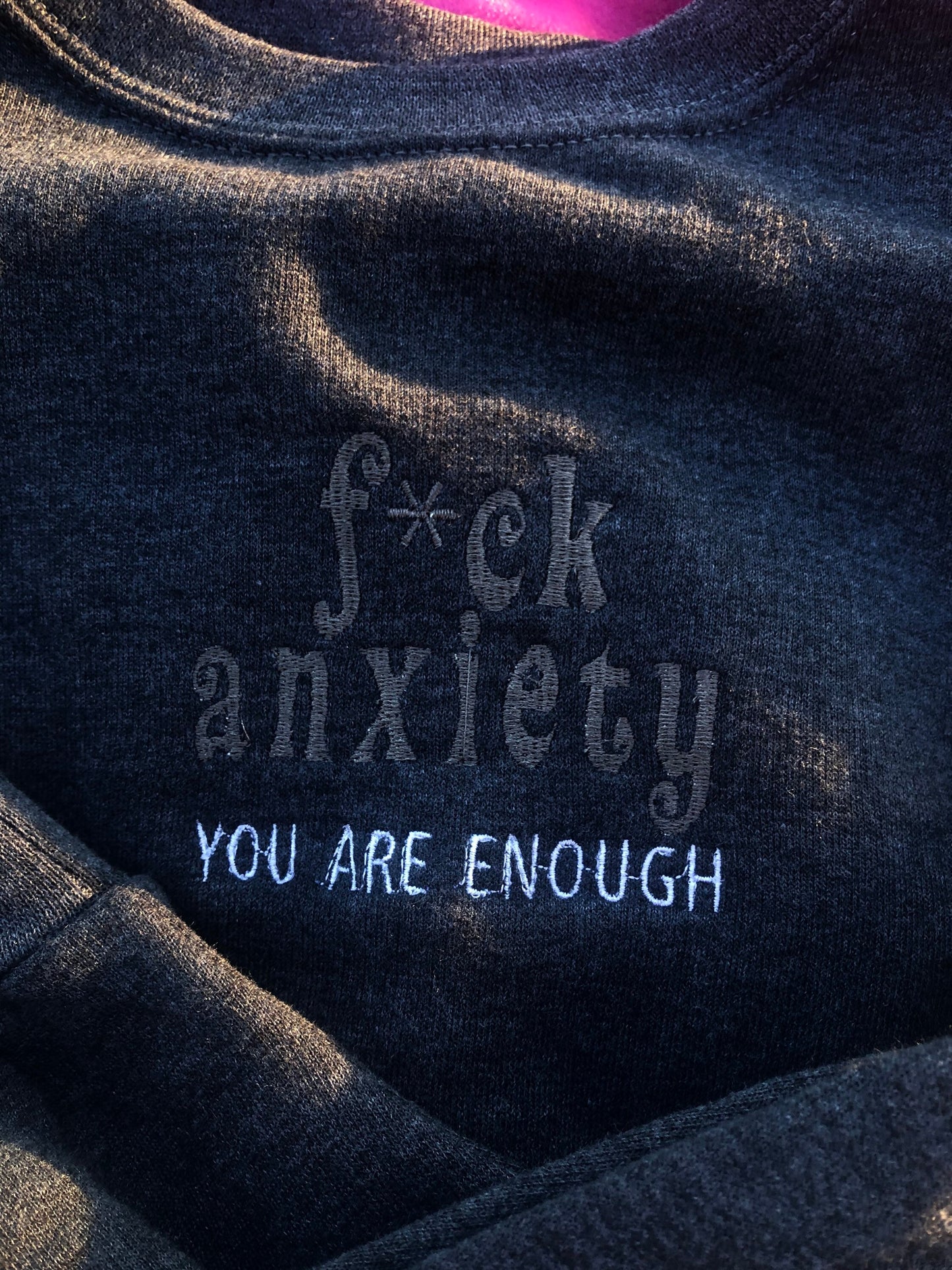 f*ck anxiety, you are enough embroidered sweatshirt | mental health crewneck | inhale, exhale