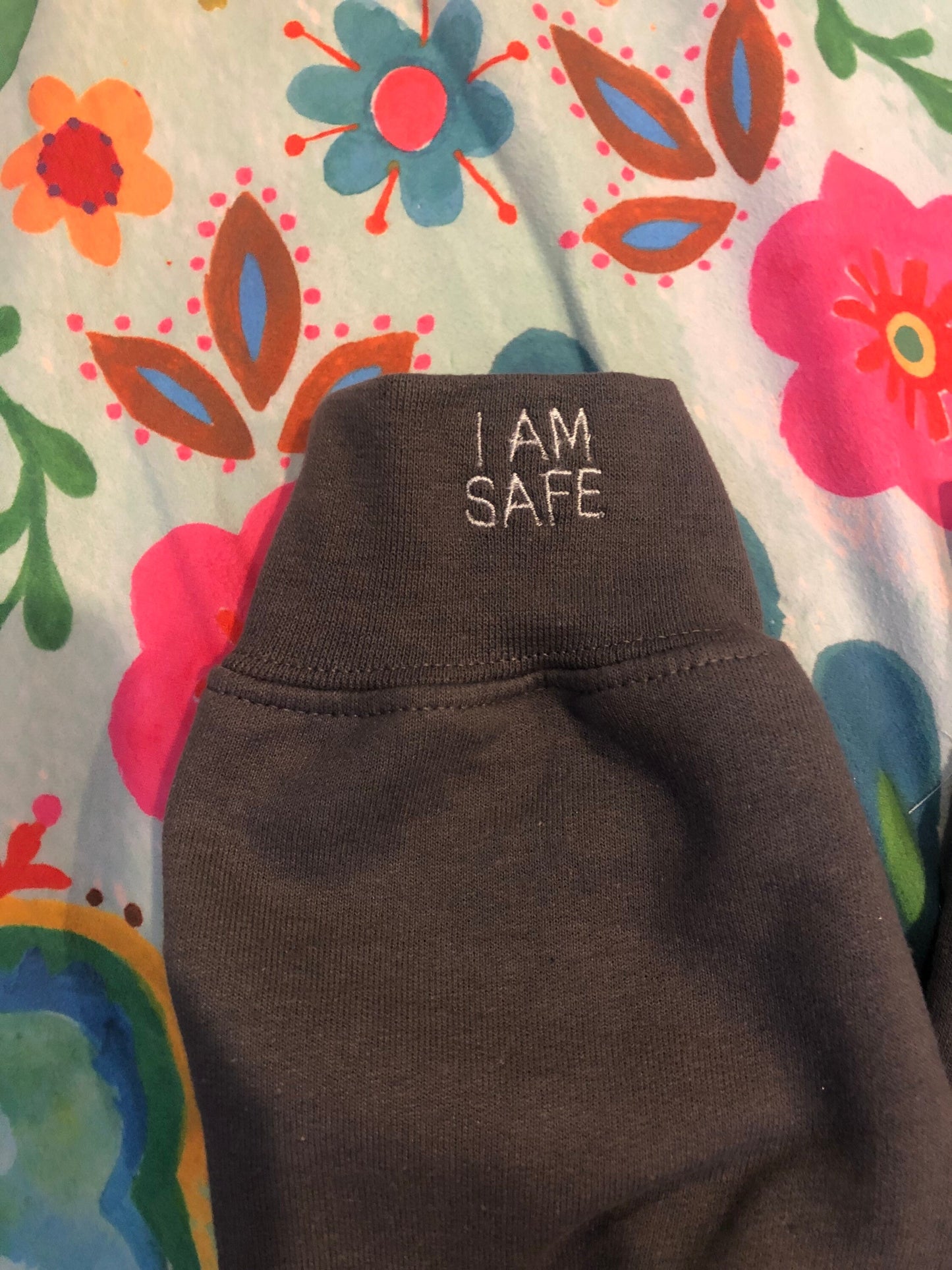 Anxious embroidered sweatshirt | Anxiety Crewneck | Mental Health sweatshirt | affirmations on sleeve, I am safe, I am loved