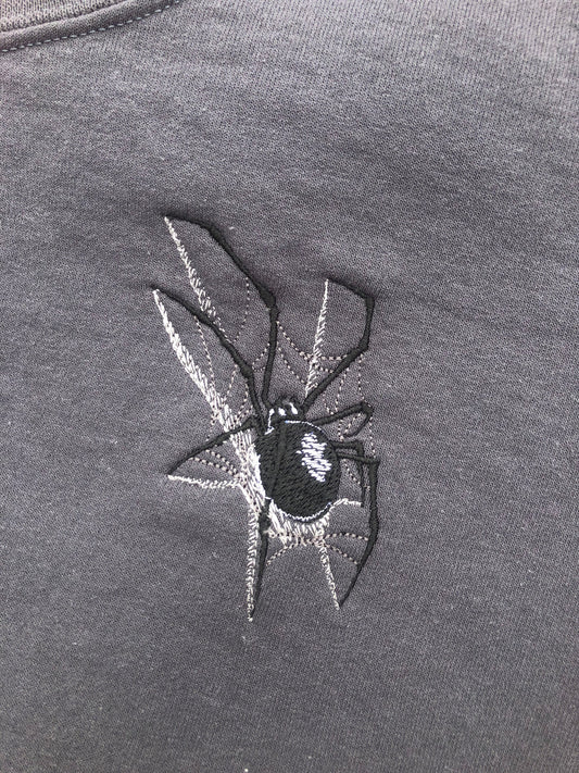 Realistic spider embroidered crewneck | creepy sweatshirt perfect for Halloween